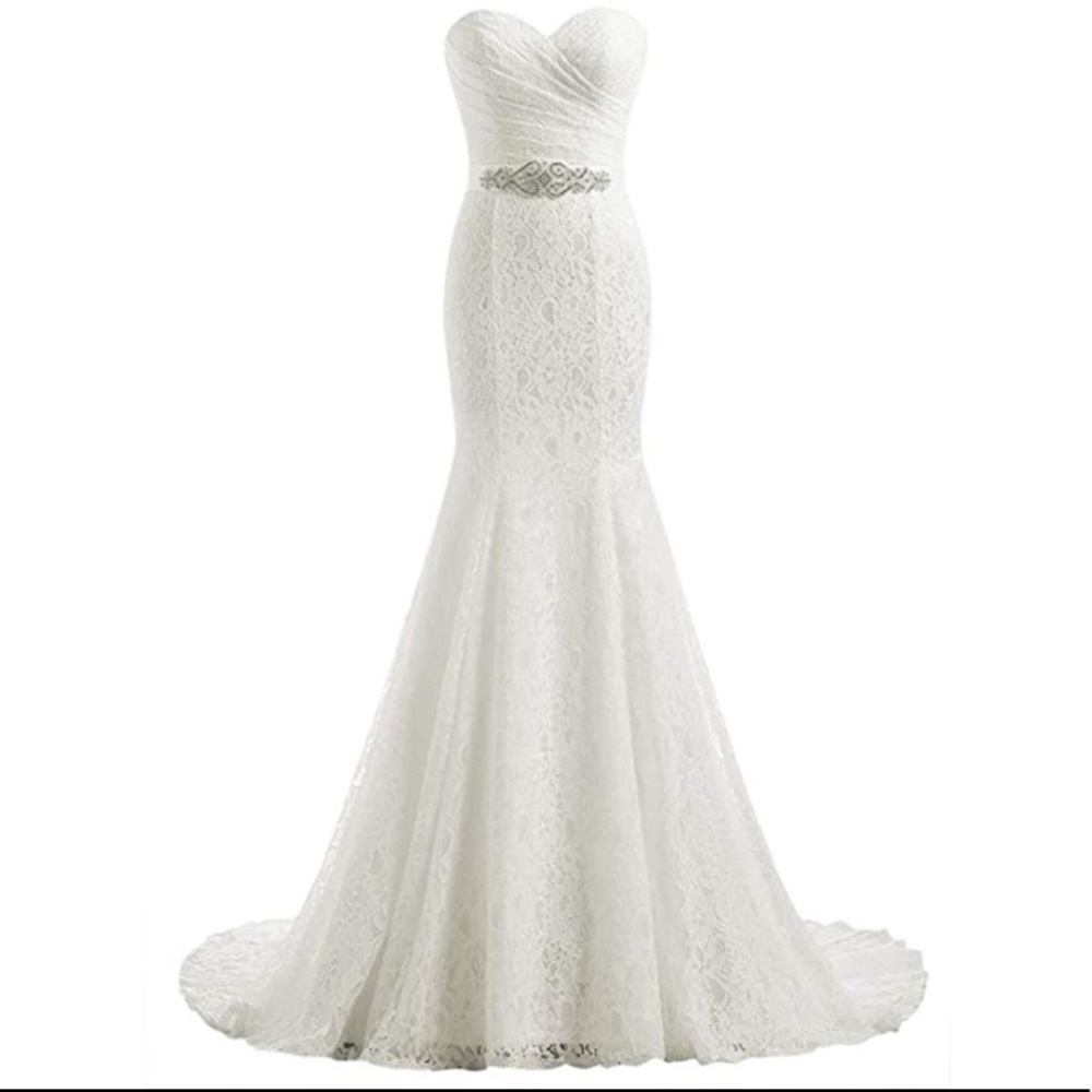 Ivory Strapless Lace Mermaid Wedding Dress